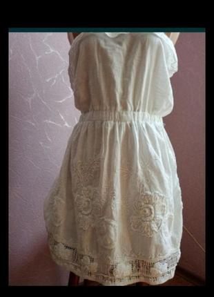 Нарядний сарафан хлопковий з мереживом сарафан сукня бавовна плаття бюстьє з рюшею