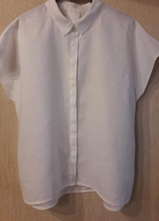 Сорочка блуза біла льон якісна батал  3-5хл