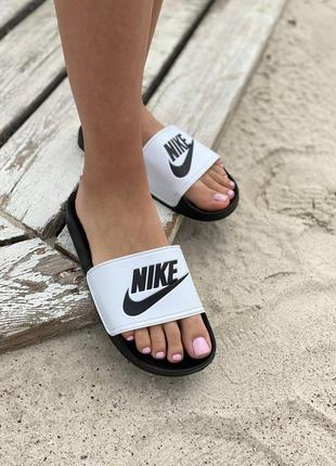 Женские шлепанцы nike slides white black скидка sale &lt;unk&gt; smb