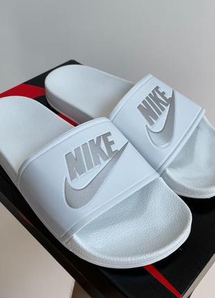 Женские шлепанцы nike slides white silver <unk> smb