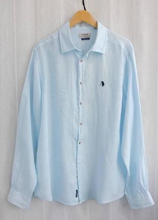 Голубая рубашка из 100% льна p-club размер xxl