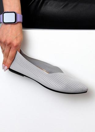 М'які еластичні легкі текстильні сірі балетки звужений носок в...19 фото
