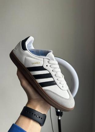 Трендові жіночі кросівки adidas samba vegan og white black білі