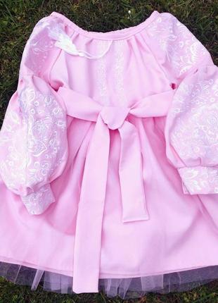 Платье вышитое розовое. вышиванка платье для девочки