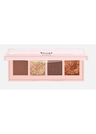 Палетка тіней для повік pupa vamp! palette 4 ombretti 002 gold bronze, 5.2 г