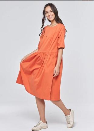 Compania fantastica  сукня коралового кольору вільного крою р.46-50 пог 54см*** р. m-xl