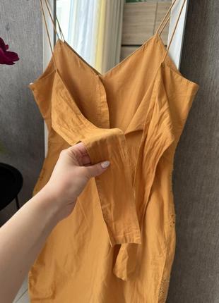 Бавовняна жовта сукня міді у з прошви