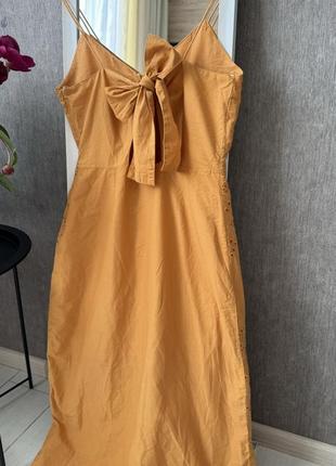 Бавовняна жовта сукня міді у з прошви