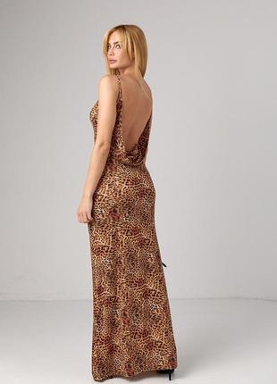 Леопардовый сарафан платье макси с открытой спиной платье леопардовое с открытой спинкой