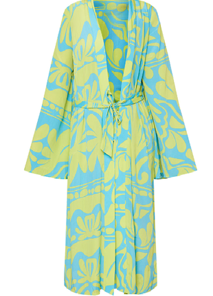 Кардиган пляжный, накидка, уличный халат-кимоно, яркий и сочный