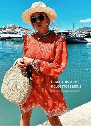 Платье zara с вышивкой платья из прошвы