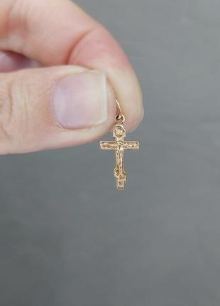 Золотой крестик православный унисекс, золото 585