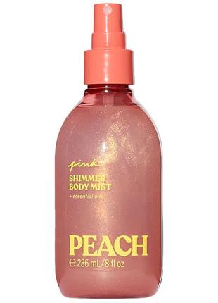 Парфюмированный спрей для тела с шиммером pink victoria's secret peach mist