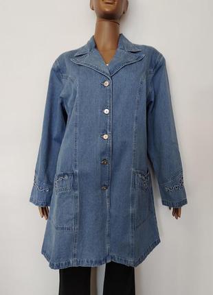 Гарний жіночий джинсовий піджак тренч lafeipiza, р.l-3xl