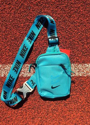 Сумка nike mini bag swoosh / чорна барсетка найк / спортивна сумка через плече / чоловіча бананка / жіноча маленька сумка / месенджер nike