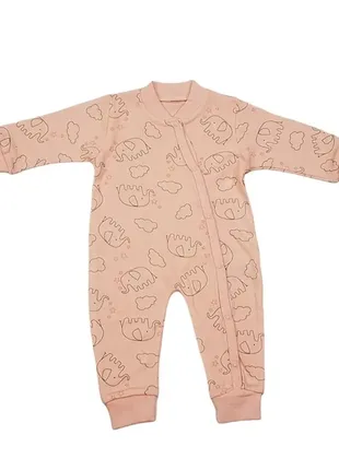 Чоловічок з відкритими ніжками для дівчинки, р.68, персиковий, слоники puan туреччина 5111-3150