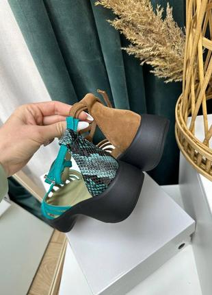 Бирюзовые замшевые босоножки на массивной подошве много цветов на выбор