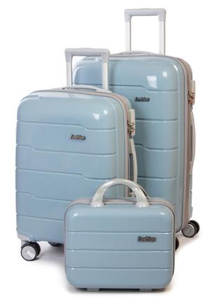 Дорожный чемодан 2/1 abs-пластик fashion pp1-plus-1 silver-grey