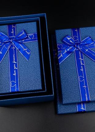 Коробка подарочная. 3шт/комплект. цвет синій. 23х16х9см.4 фото