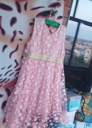 Летнее платье нарядное платье удлиненное платье розовое платье шариками девочке