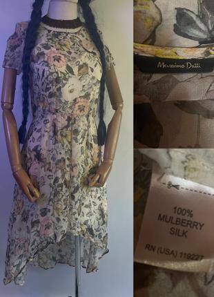 Massimo dutti красивое нежное цветочное шелковое платье из невесомого шелка
