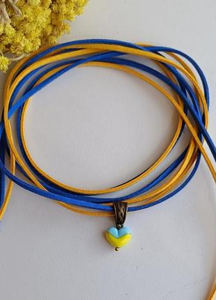 Чокер желто-голубой, замшевый шнур