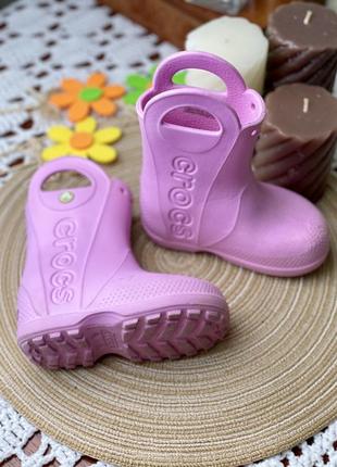 Crocs c7 💗 крокси 14 см, 23-24 чоботи гумачки сапожки рожеві дожовики