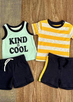 Классный комплект мальчику 3-6 месяцев, футболки, шорты