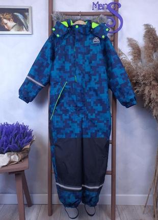 Лыжный комбинезон для мальчика alpine синий с геометрическим принтом размер 128 (7-8 лет)