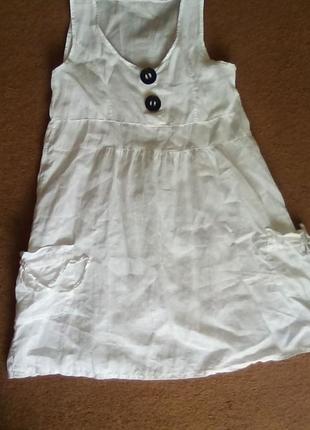 Платье белоснежное короткое льняное р.46 (италия)