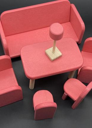 Лялькові меблі для дітей ручна робота (рожевий колір) меблі для лялькового будиночка1 фото