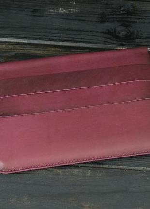 Кожаный чехол для macbook дизайн №24, натуральная кожа итальянский краст, цвет бордо2 фото