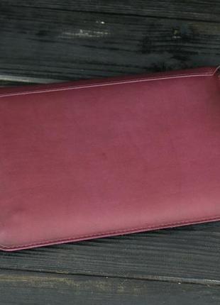 Кожаный чехол для macbook дизайн №24, натуральная кожа итальянский краст, цвет бордо4 фото