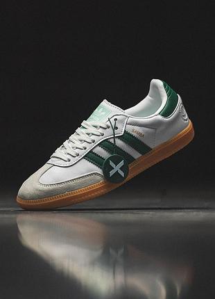 Адідас самба веган кеди білі з зеленим adidas samba vegan