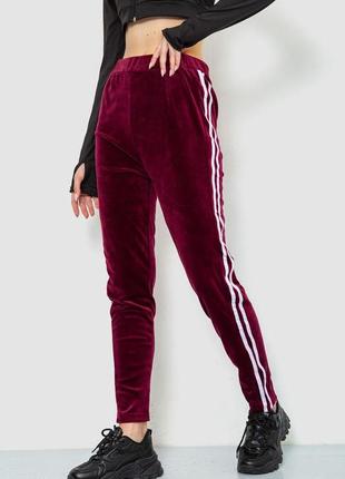 Спорт штаны женские велюровые, цвет бордовый, 244r55763 фото