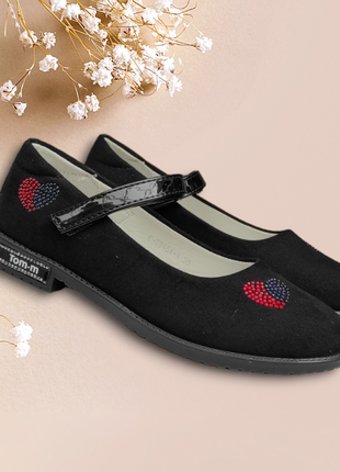 Черные замшевые туфли балетки  лодочки для девочки школьные3 фото