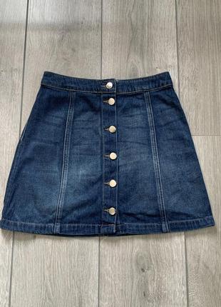 Міні спідниця юбка джинсова розмір xxs xs котон на ґудзиках