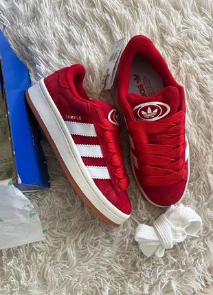 Шикарные женские кроссовки adidas campus 00s red white красные