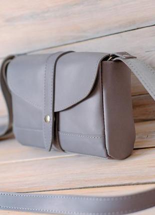 Женская кожаная сумка милана, натуральная кожа, цвет серый3 фото