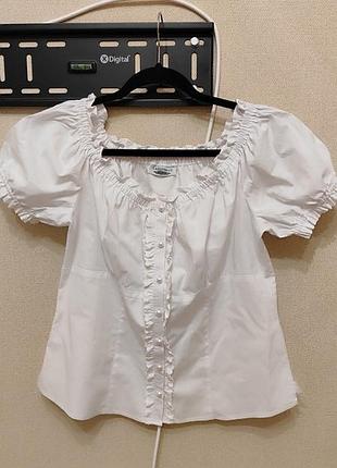 Белоснежная новая австрийская блуза с рюшами
