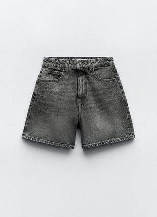 Шорты джинсовые zara mom 38р. 2024 года серый