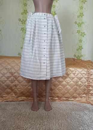 Льняная винтажная юбка с карманами