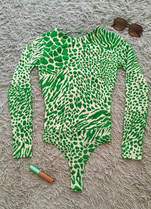 Зелёное леопардовое боди