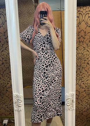 Платье-платье миди леопард
