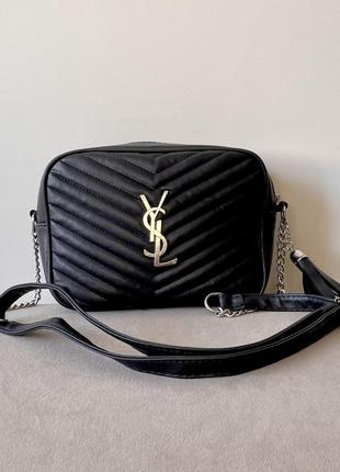 Стильна жіноча стьобана сумка крос боді на плече в стилі yves saint laurent екошкіра