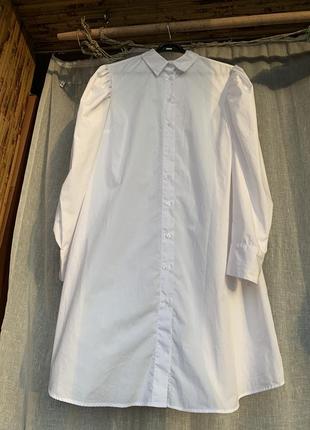 Белое хлопковое летнее платье- рубашка за колено asos
