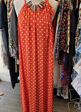 Довга сукня -сарафан в горох