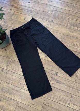 Черные прямые брюки из льна льняные