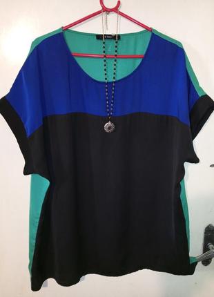 Стильная,лёгкая блузка,колор-блок,мега батал, x-two,нидерланды