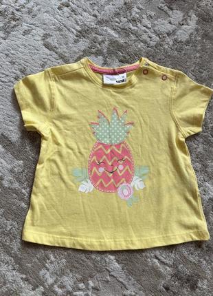 Детская футболка для девочки 74 желтая футболка с ананасом